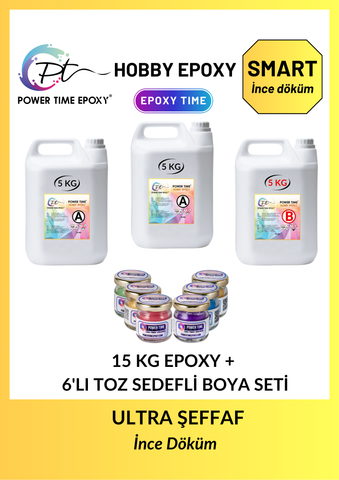 HOBBY EPOXY SMART / 15 KG + 6LI TOZ SEDEFLİ PİGMENT SETİ