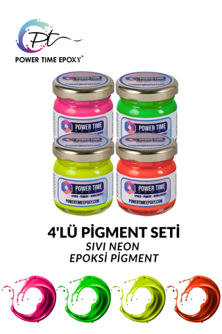 4'LÜ NEON SIVI PİGMENT BOYA SETİ/ FUŞYA/ SARI/ TURUNCU/ YEŞİL