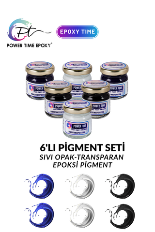 LIQUID PIGMENT PAINTING SET OF 6 / WHITE - BLACK - PARLIAMENT BLUE / 30 * 6 Total 180 grams 