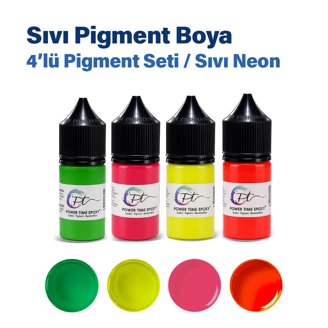 Epoksi Uyumlu Neon Sıvı Pigment Boya Seti 4'lü 120 Gram